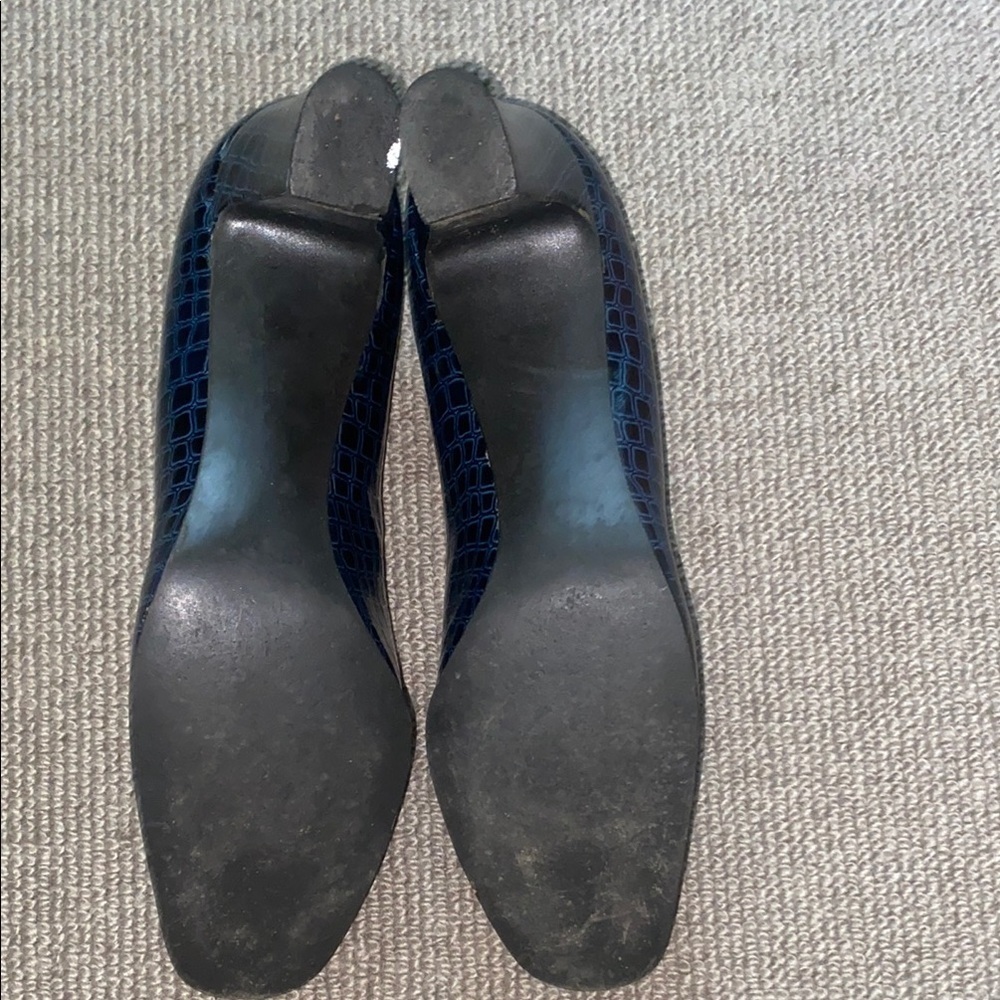 Vintage Elegant Blue Alligator Patterned Women's Shoes with heel No Size - Picture 9 of 15